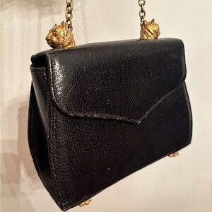 VINTAGE LARUCCHI LEATHER TIGER ACCENT CAT BAG